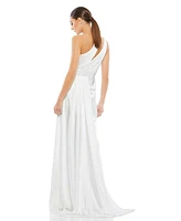 Women's One Shoulder Cutout Charmeuse Gown