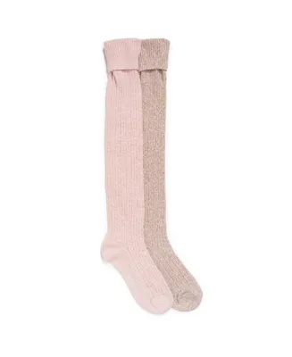 Muk Luks Women's 2 Pair Pack Marl Over the Knee Socks, One