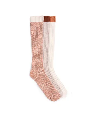 Muk Luks Women's 3 Pair Pack Slouch Socks, One