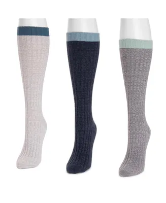 Muk Luks Women's 3 Pair Pack Slouch Socks, One