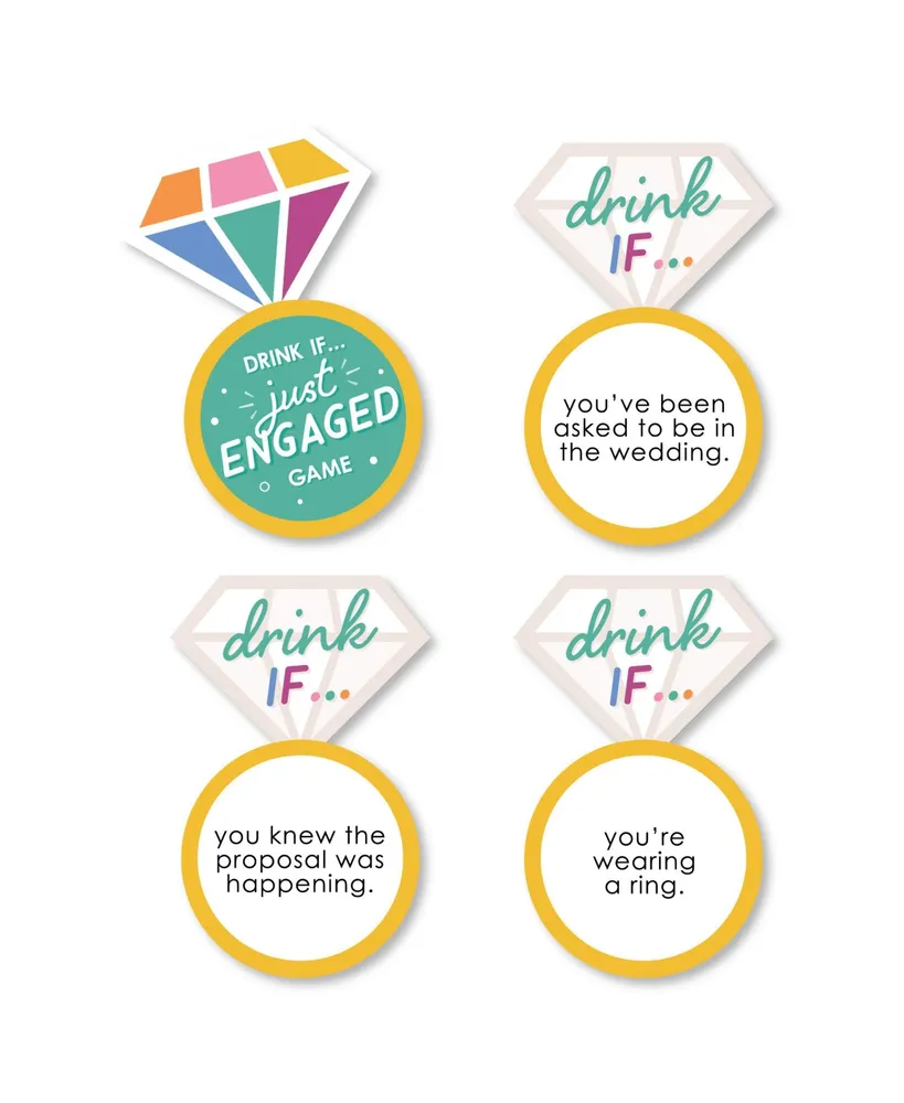 Drink If Game - Just Engaged - Colorful - Engagement Party Game - 24 Count - Assorted Pre