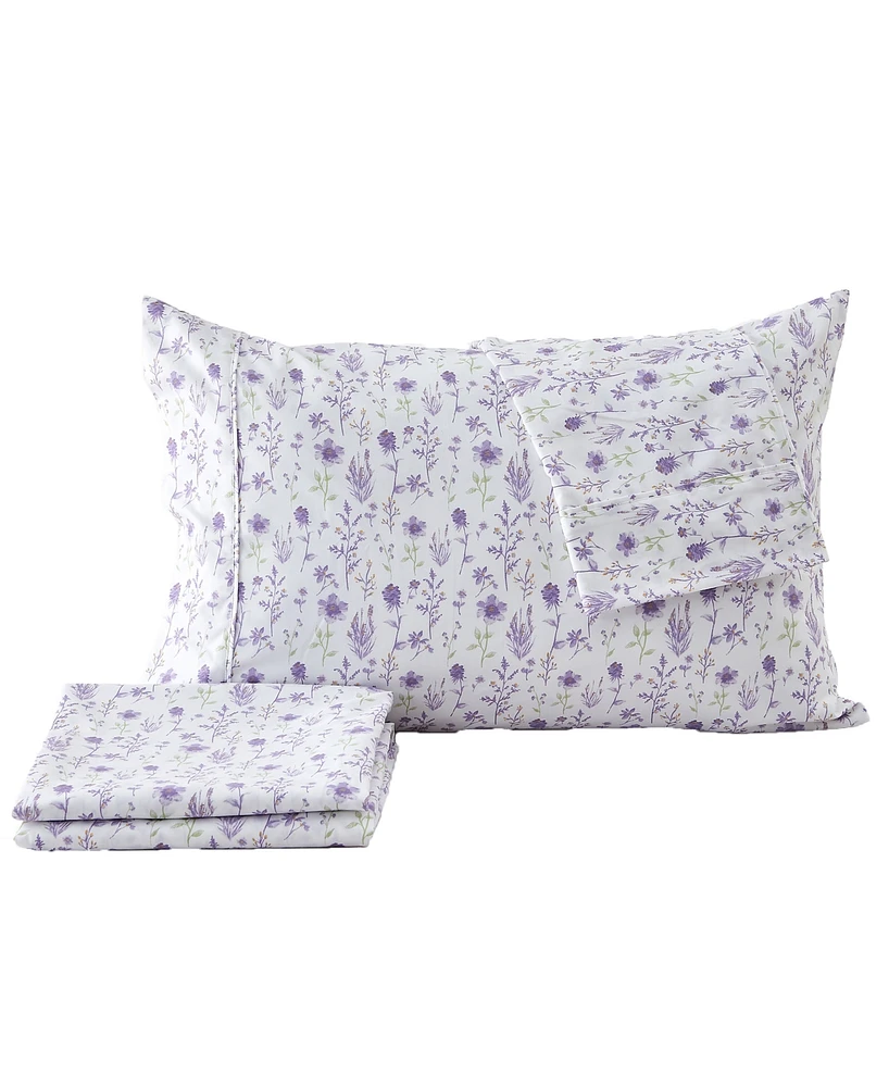 Premium Comforts Floral Printed Microfiber 3-Pc. Sheet Set, Twin