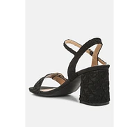 Chaplet Textured Block Heel Sandals