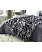 Cozy Tyme Caron Faux Feather Fur Throw 50"x60", Navy