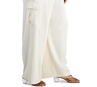 Bar Iii Trendy Plus Size Wide-Leg Cargo Pants, Created for Macy's