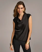 Donna Karan Women's Cowl-Neck Cap-Sleeve Top