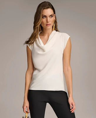 Donna Karan Women's Cowl-Neck Cap-Sleeve Top