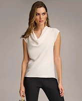 Donna Karan Women's Cowl-Neck Cap-Sleeve Top