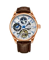 Stuhrling Men's Automatic Self Wind Pink Case, Silver Dial, Brown Leather Strap Watch