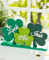 Glitzhome 16" L St. Patrick's Wooden Shamrocks Table Decor