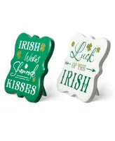 Glitzhome St. Patrick's Wooden Table Decor, Set of Two