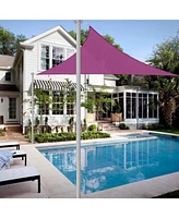 22Ft Triangle Sun Shade Sail Canopy Awning 8Ft Detachable Pole Kit Outdoor