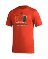 Men's adidas Orange Miami Hurricanes Fadeaway Basketball Pregame Aeroready T-shirt