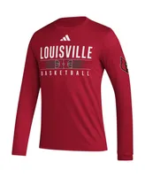 Men's adidas Red Louisville Cardinals Practice Basketball Pregame Aeroready Long Sleeve T-shirt