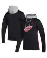 Men's adidas Black Detroit Red Wings Refresh Skate Lace Aeroready Pullover Hoodie