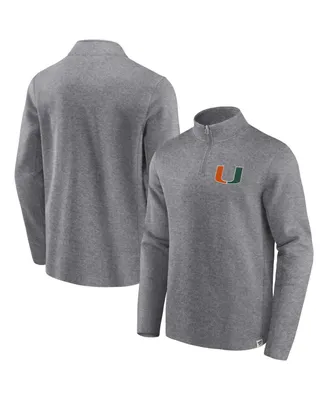 Men's Fanatics Heather Gray Distressed Miami Hurricanes Vintage-Like Fleece Quarter-Zip Jacket