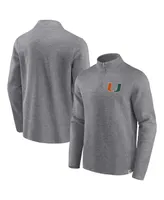 Men's Fanatics Heather Gray Distressed Miami Hurricanes Vintage-Like Fleece Quarter-Zip Jacket