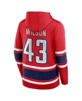 Men's Fanatics Tom Wilson Red Washington Capitals Name and Number Lace-Up Pullover Hoodie