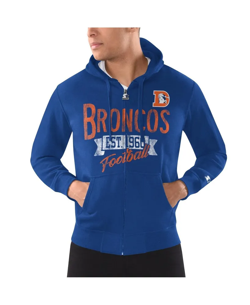 Men's Starter Orange Denver Broncos Extreme Full-Zip Hoodie Jacket