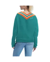 Women's Tommy Hilfiger Aqua Miami Dolphins Heidi V-Neck Pullover Sweatshirt