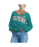 Women's Tommy Hilfiger Aqua Miami Dolphins Heidi V-Neck Pullover Sweatshirt