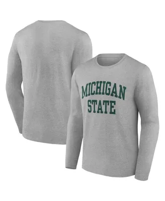 Men's Fanatics Heather Gray Michigan State Spartans Basic Arch Long Sleeve T-shirt