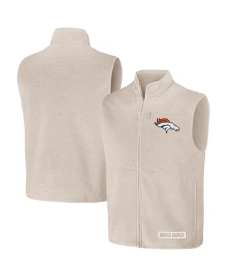 Men's Nfl x Darius Rucker Collection by Fanatics Oatmeal Denver Broncos Full-Zip Sweater Vest