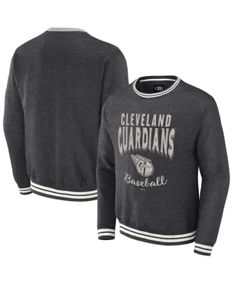 Men's Darius Rucker Collection by Fanatics Heather Charcoal Distressed Cleveland Guardians Vintage-Like Pullover Sweatshirt
