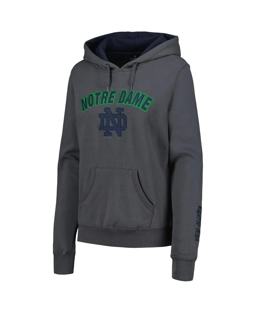 Women's Colosseum Charcoal Notre Dame Fighting Irish Arch and Logo Pullover Hoodie