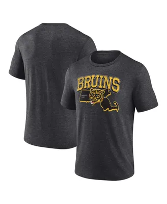 Men's Fanatics Heather Charcoal Distressed Boston Bruins Centennial Team Tri-Blend T-shirt