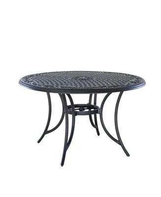 Mondawe 48" Round Aluminum Outdoor Patio Dining Table with Umbrella Hole, Black