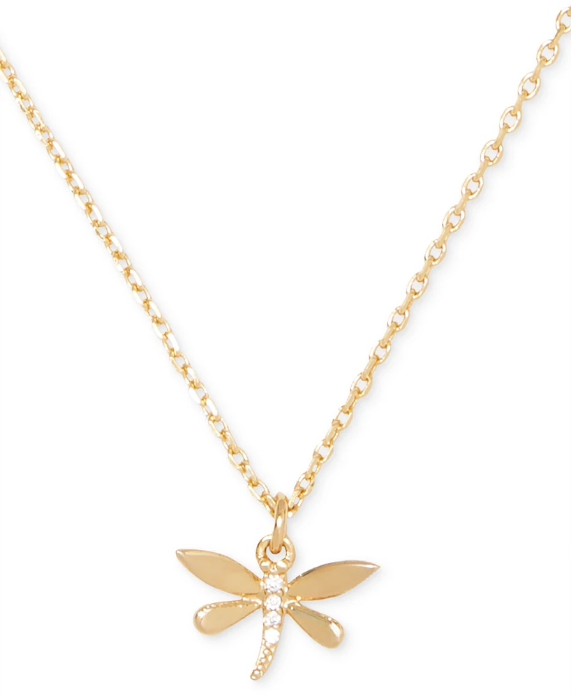 Kate Spade New York Gold-Tone Pave Dragonfly Pendant Necklace, 16" + 3" extender