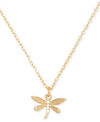 Kate Spade New York Gold-Tone Pave Dragonfly Pendant Necklace, 16" + 3" extender