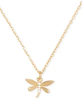 Kate Spade New York Gold-Tone Pave Dragonfly Pendant Necklace, 16" + 3" extender