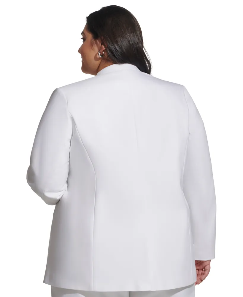 Calvin Klein Plus Collarless Open-Front Long-Sleeve Jacket