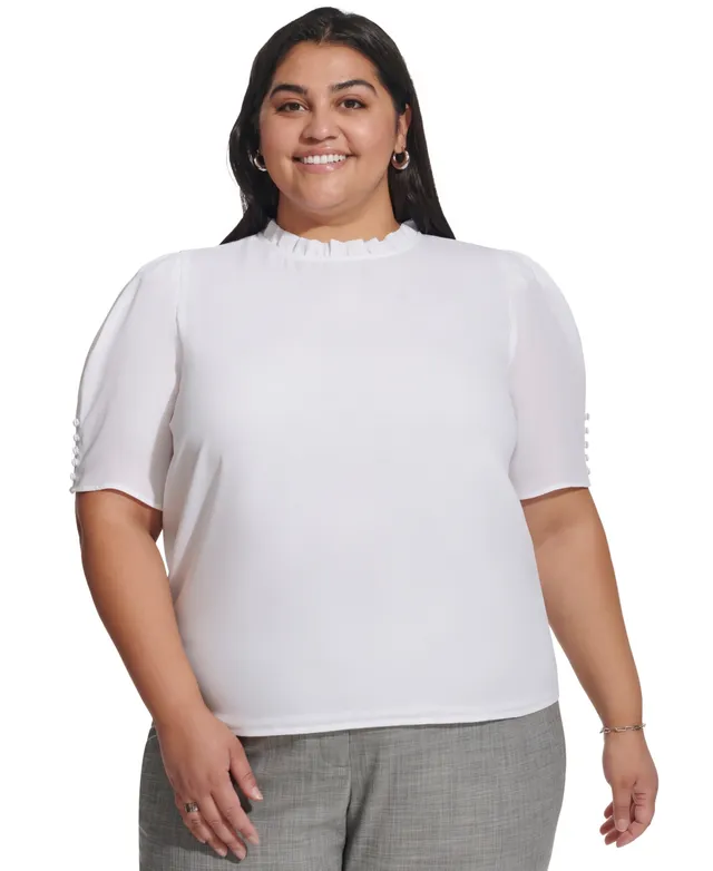 Calvin Klein Plus Size Cotton V-Neck Short-Sleeve T-Shirt - Macy's