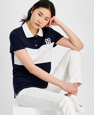 Tommy Hilfiger Women's Logo Applique Colorblocked Polo Shirt
