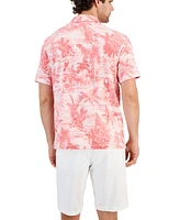 Tommy Bahama Men's Bird's Eye View Yarn-Dyed Tropical-Print Mini French Terry Polo Shirt