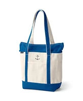 Lands' End Medium Canvas Pocket Tote with Zip Top and Long Handle