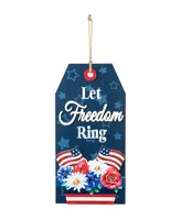 Glitzhome 15.75" H Patriotic, Americana Wooden Word Sign Door Hanger