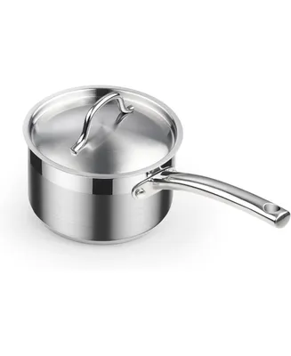 Cooks Standard Saucepan with Lid 18/10 Stainless Steel, 2-Quart Professional Sauce pot Mini Milk Pan, Oven Safe 500 , Compatible with All Stovetops