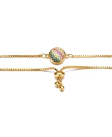 Gigi Girl Teens 14K Gold Plated Multi Color Cubic Zirconia Adjustable Bracelet