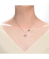 GiGiGirl Stylish Kids/Young Teens 18K Rose Gold Plated Tie Ribbon on Heart Shaped Pendant