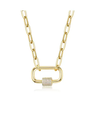 GiGiGirl Kids/Young Teens 14K Gold Plated Cubic Zirconia Chain Rectangle Pendant Necklace