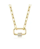 GiGiGirl Kids/Young Teens 14K Gold Plated Cubic Zirconia Chain Rectangle Pendant Necklace