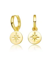 GiGiGirl Kids/Young Teens 14K Gold Plated With Star paved on Round Bar Drop Earrings