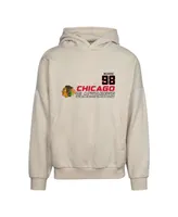 Men's LevelWear Connor Bedard Cream Chicago Blackhawks Oscar Name and Number Oversized Pullover Hoodie