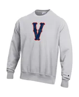 Men's Champion Heathered Gray Distressed Virginia Cavaliers Vintage-Like Vault Logo Reverse Weave Pullover Sweatshirt
