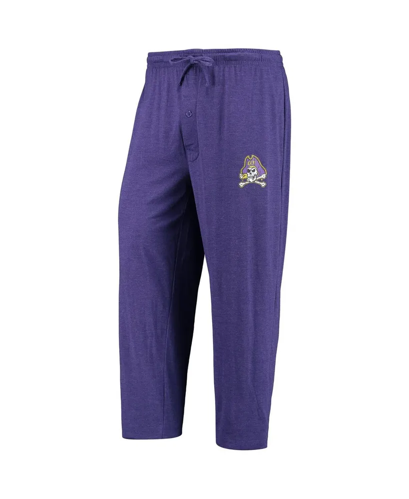 Men's Concepts Sport Purple, Heathered Charcoal Distressed Ecu Pirates Meter Long Sleeve T-shirt and Pants Sleep Set
