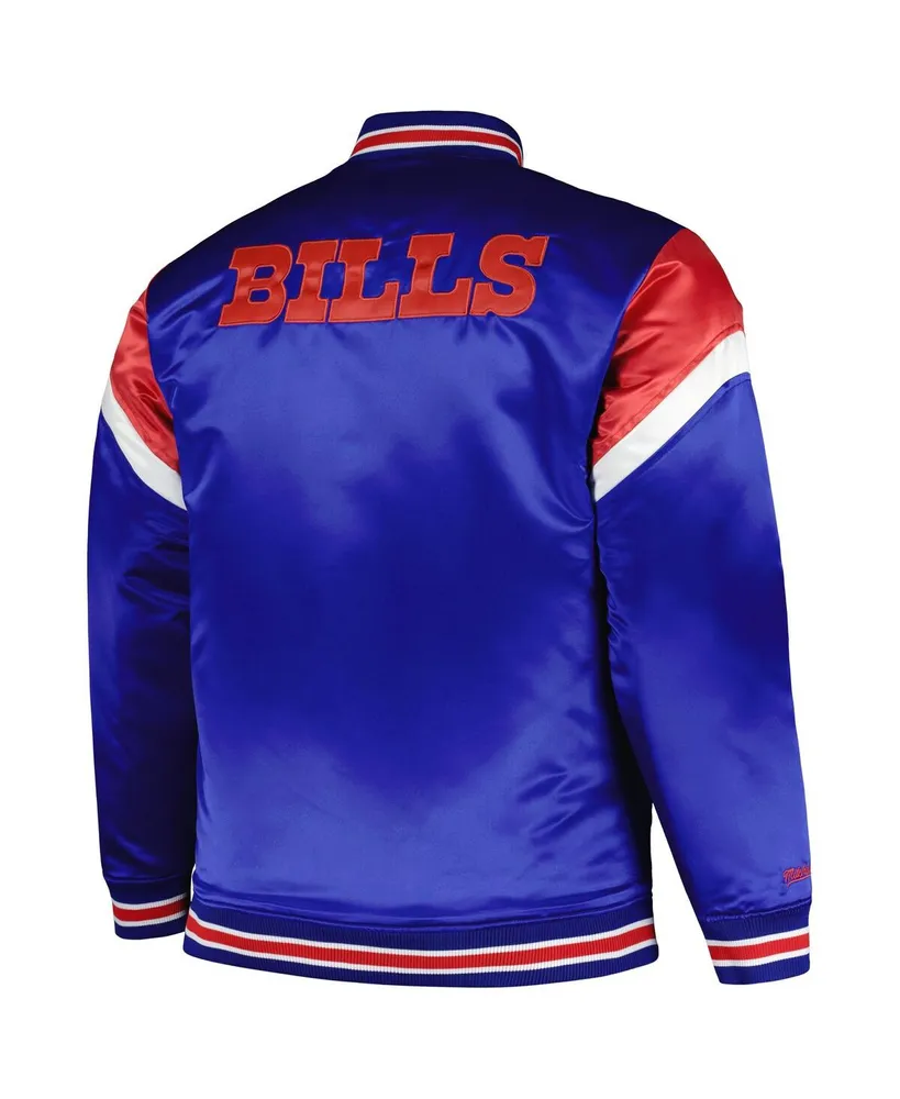 Men's Mitchell & Ness Royal Distressed Buffalo Bills Big and Tall Satin Full-Snap Jacket